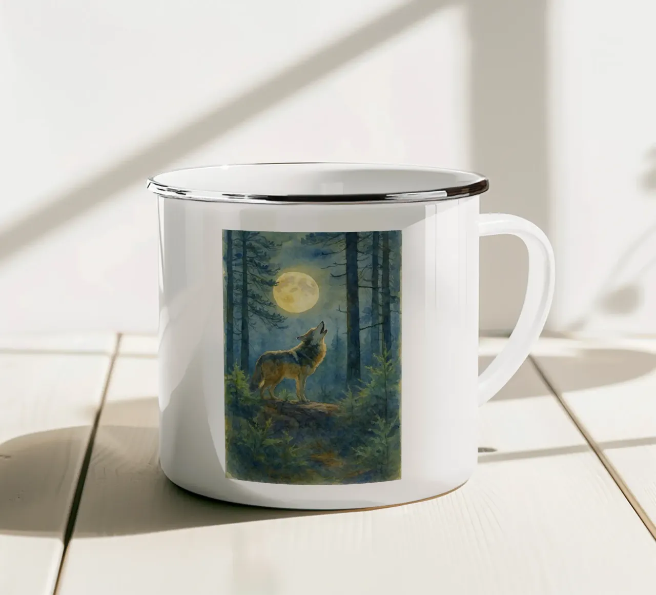 wolf painting drawing art enamel mug by lauraa
