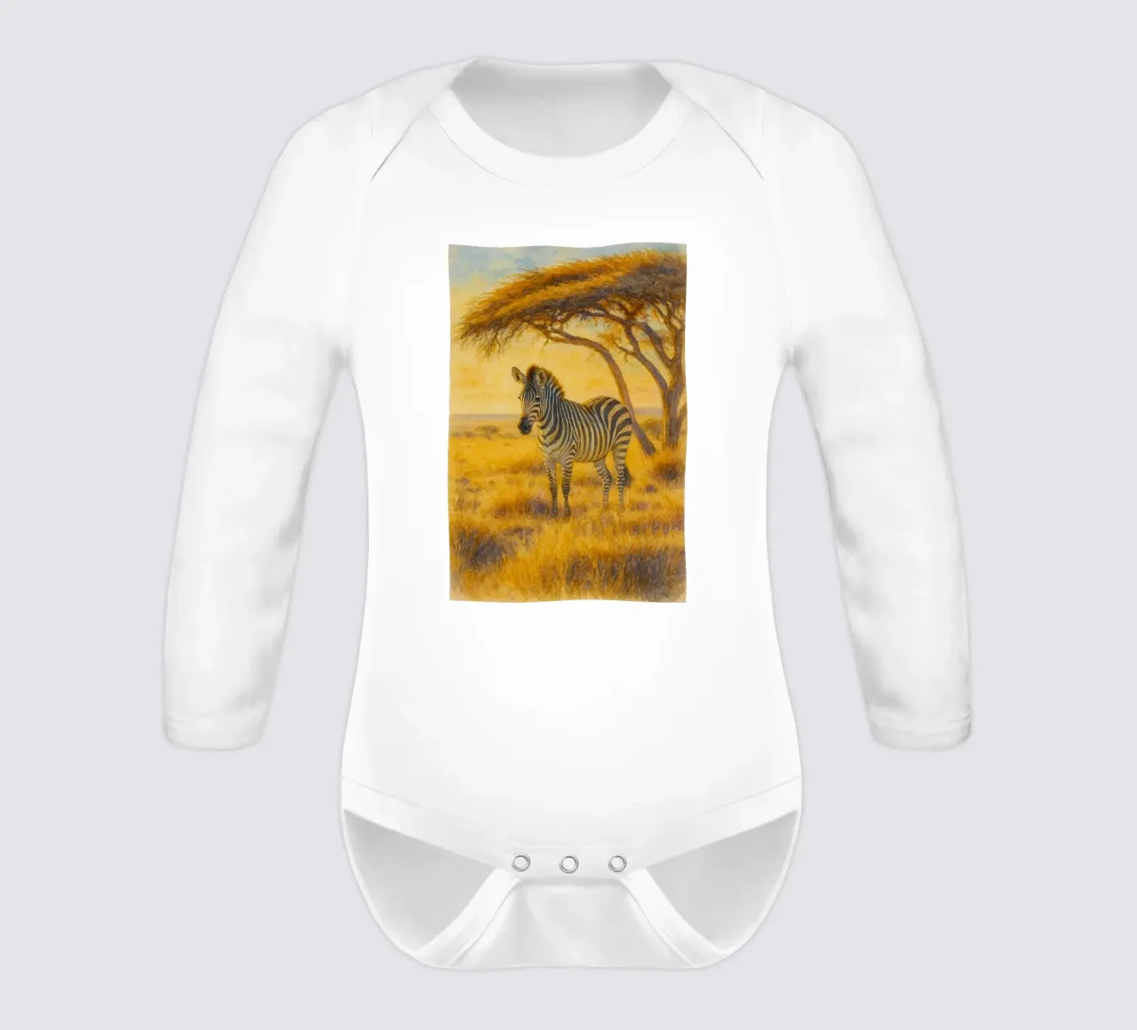 zebra painting drawing long-sleeve baby romper by lauraa