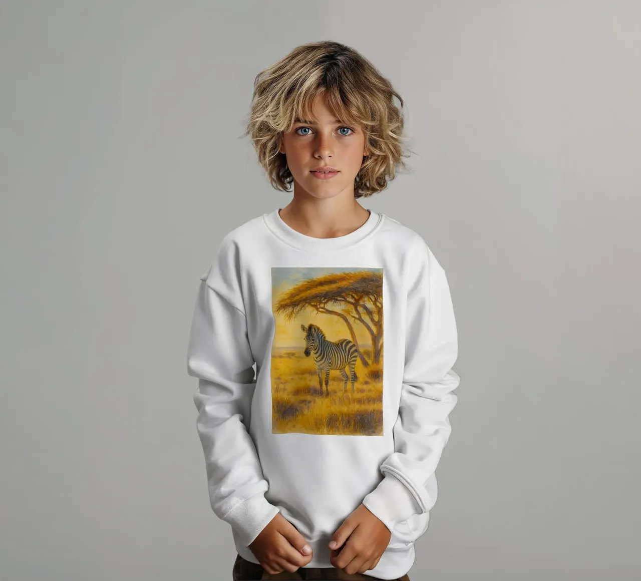 zebra painting drawing kids sweatshirt by lauraa