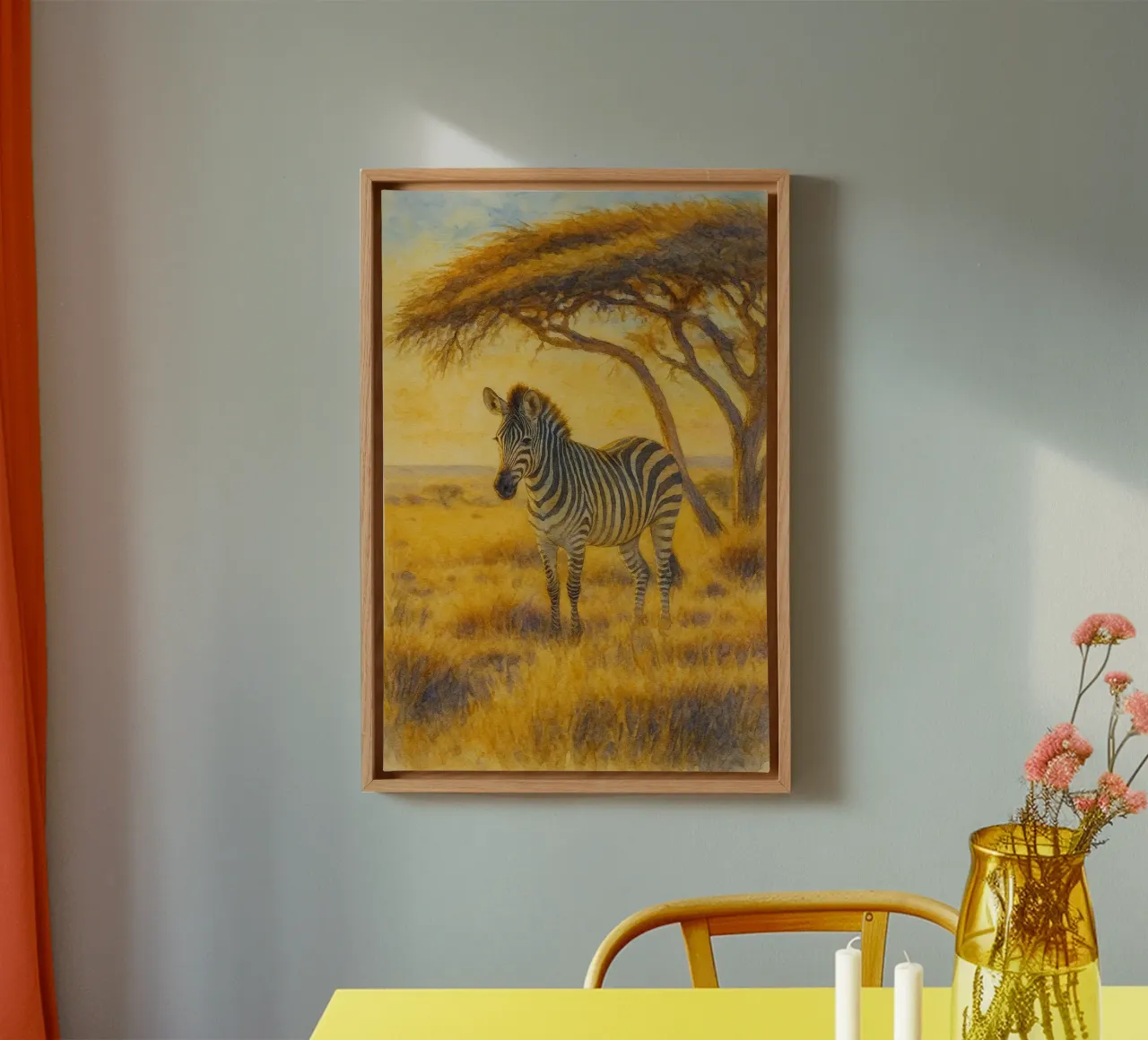 zebra schilderij tekening canvas met Baklijst van lauraa