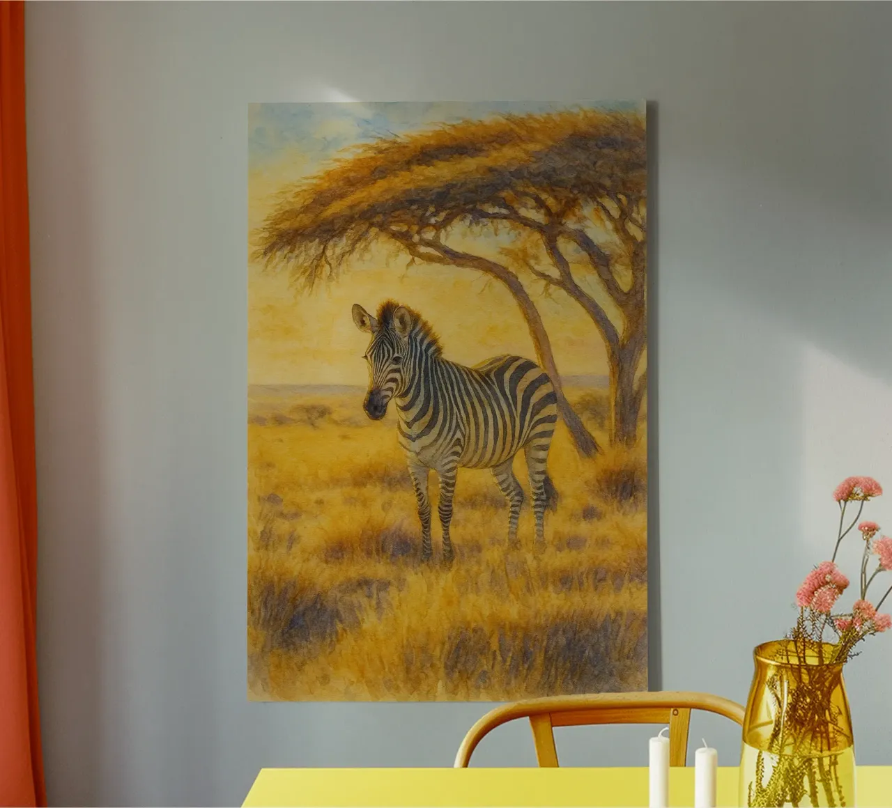 zebra schilderij tekening canvas met Baklijst van lauraa