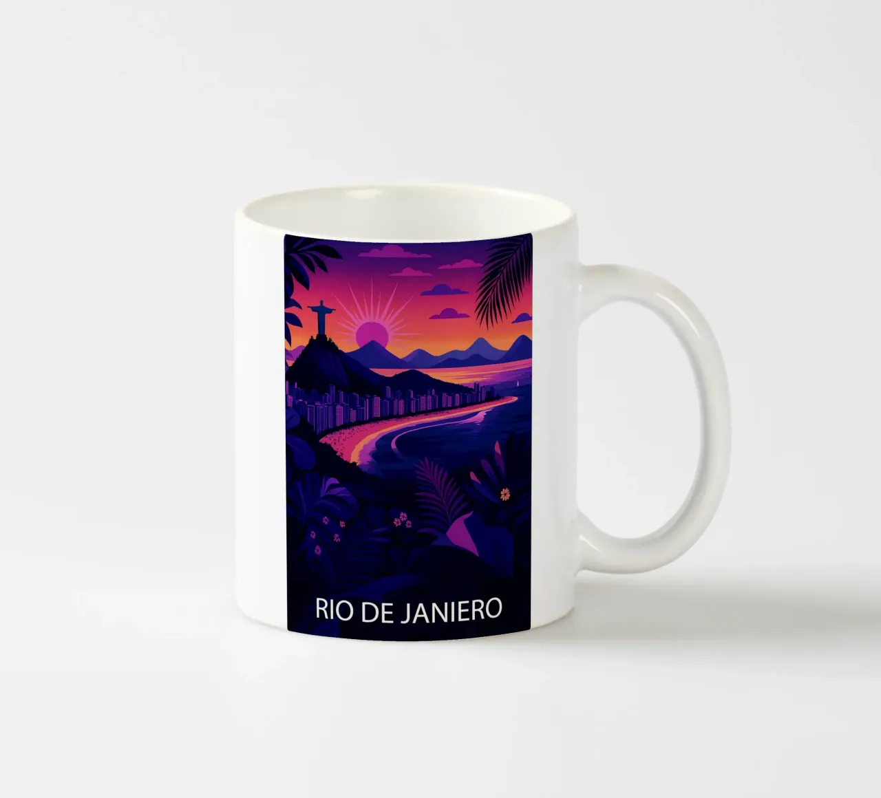 rio de janiero skyline vector schilderij keramische mok van adzkiya