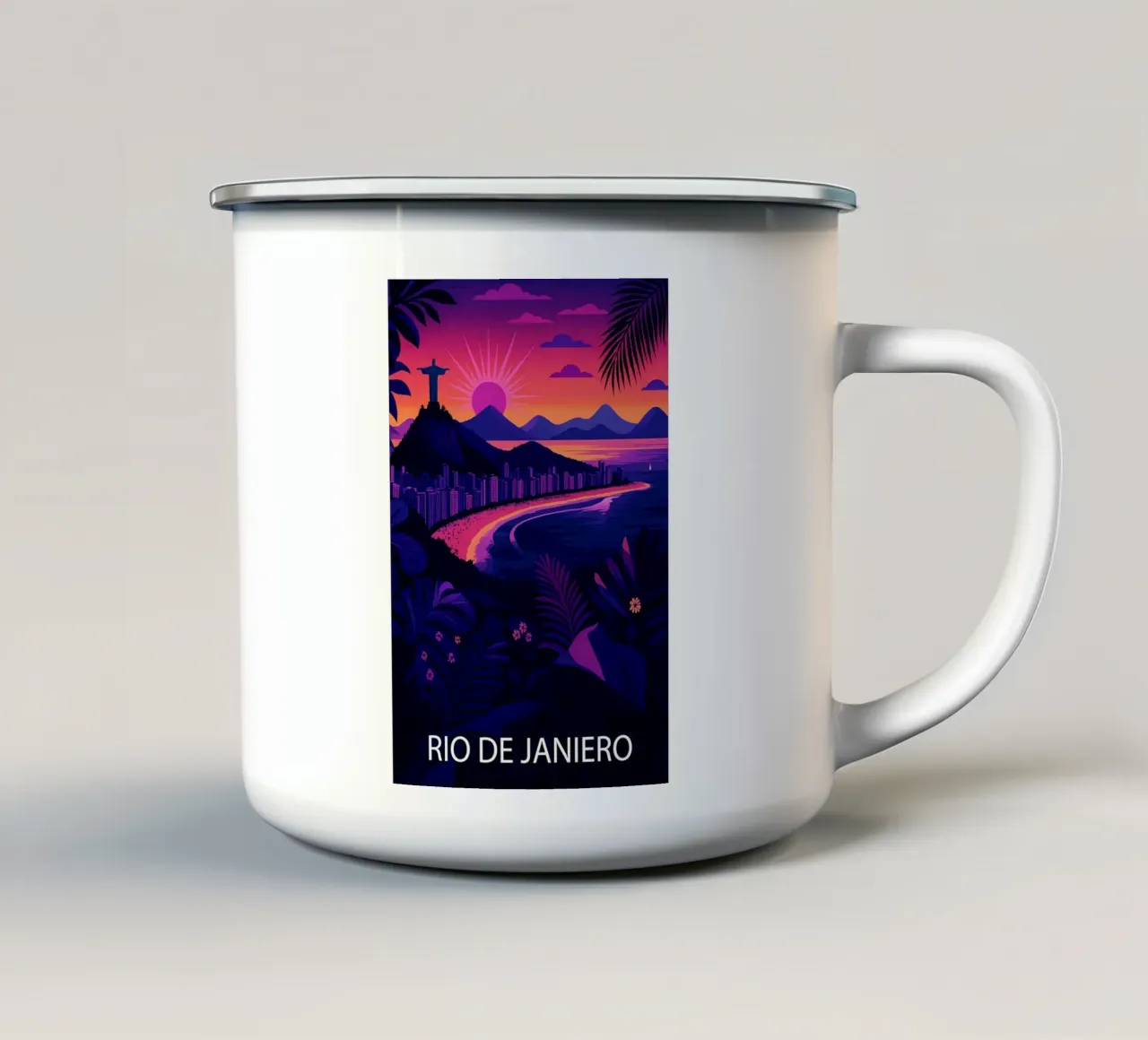 rio de janiero skyline vector schilderij emaille mok van adzkiya