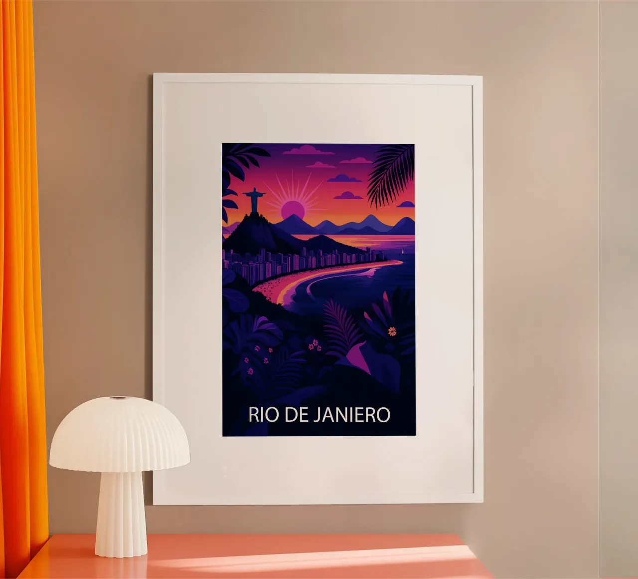rio de janiero skyline pittura vettoriale poster con telaio in alluminio da adzkiya