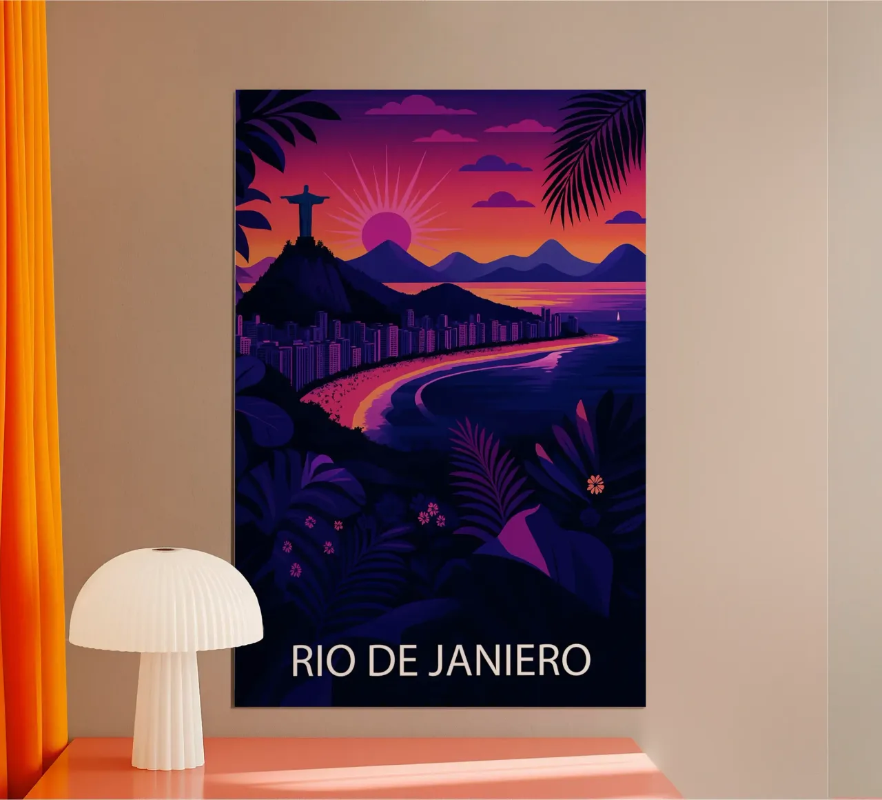 rio de janiero skyline pittura vettoriale poster con telaio in alluminio da adzkiya