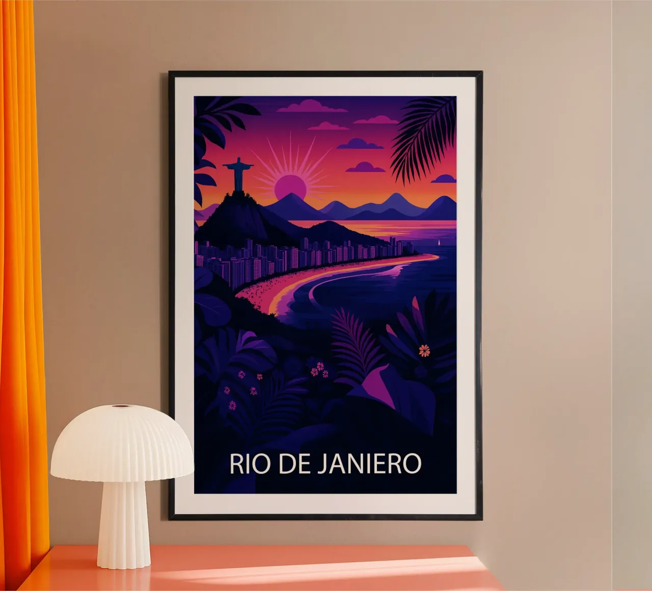 rio de janiero skyline pittura vettoriale poster con telaio in alluminio da adzkiya