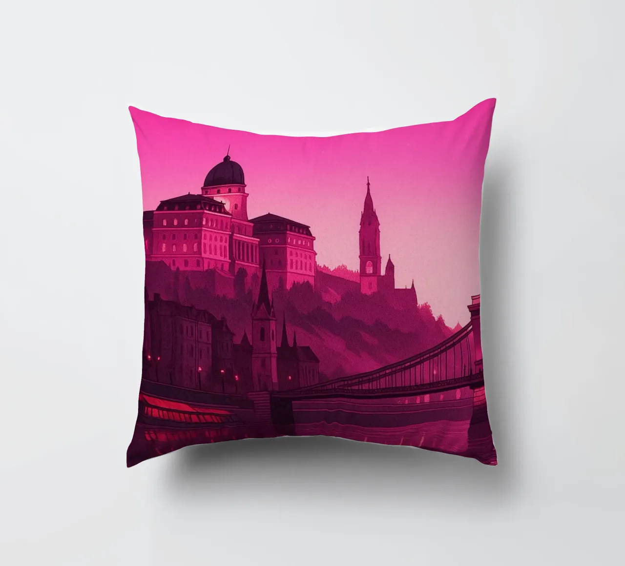 budapest skyline pittura vettoriale cuscino da adzkiya