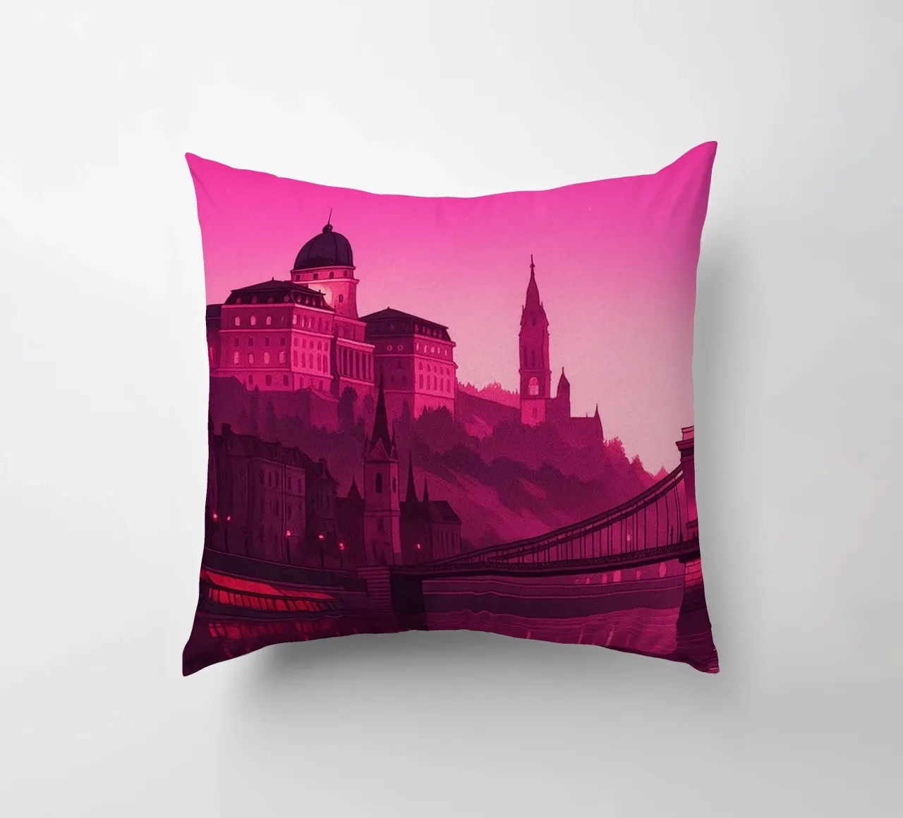 budapest skyline pittura vettoriale cuscino da adzkiya