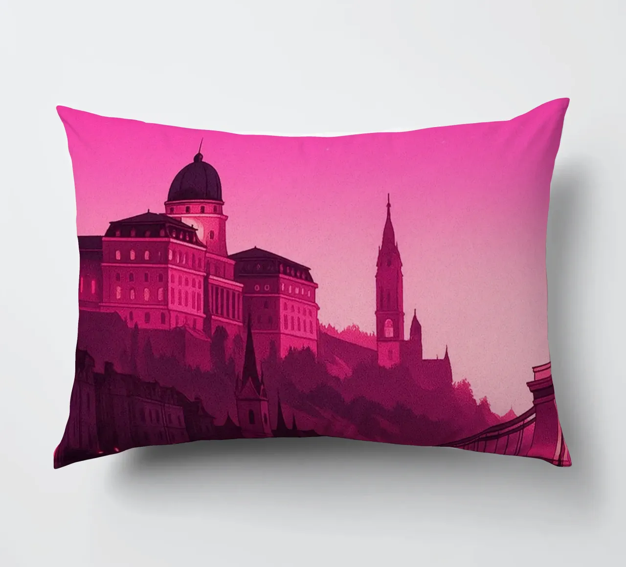 budapest skyline pittura vettoriale cuscino da adzkiya