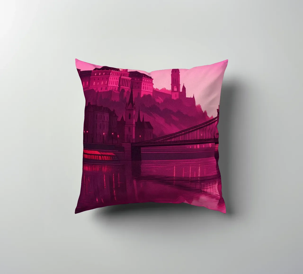 budapest skyline pittura vettoriale cuscino da adzkiya