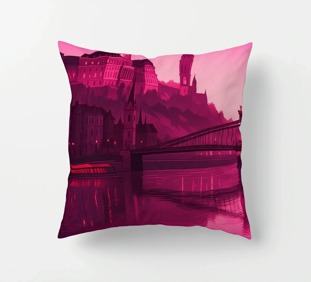 budapest skyline pittura vettoriale cuscino da adzkiya