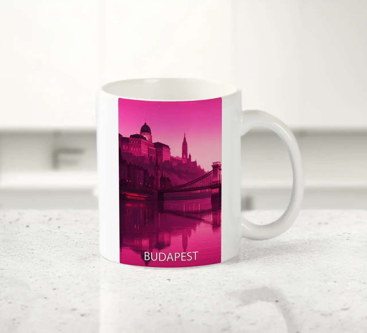 budapest skyline vector painting ceramic mug by adzkiya