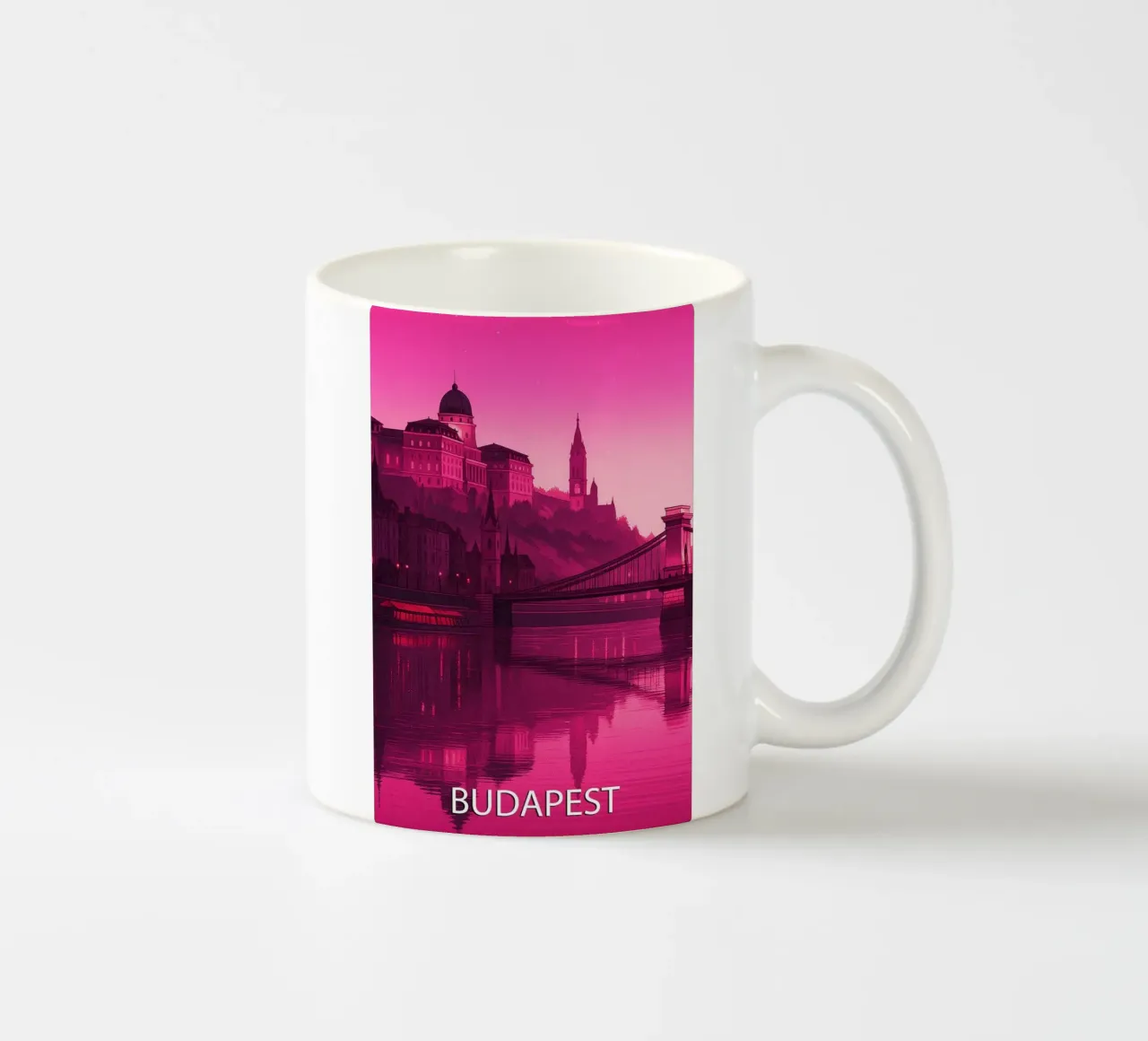 budapest skyline vector painting ceramic mug by adzkiya