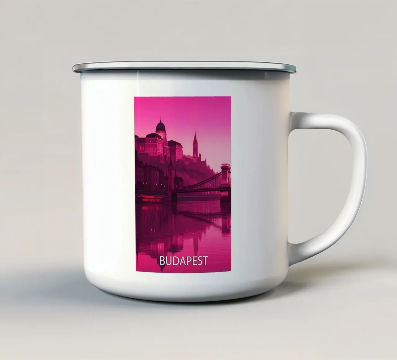 budapest skyline vector painting enamel mug by adzkiya