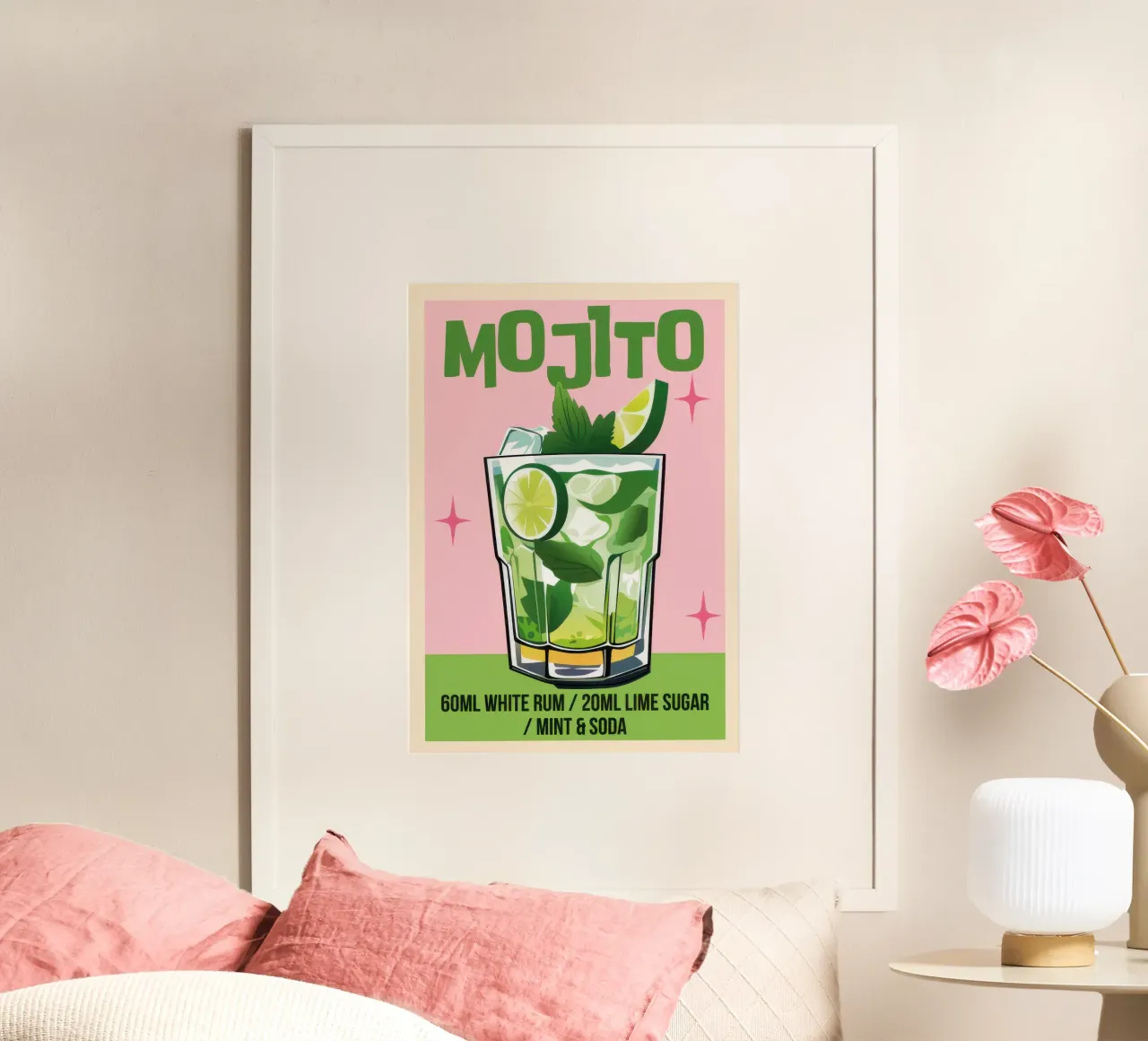 Cocktail Mojito poster con telaio in plastica da Beauty wall
