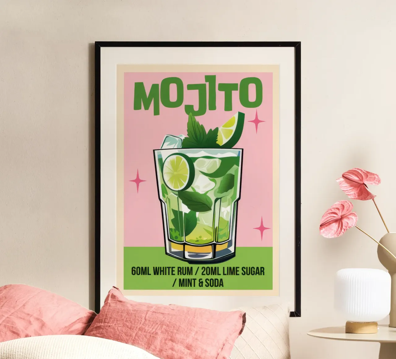Cocktail Mojito poster con telaio in plastica da Beauty wall