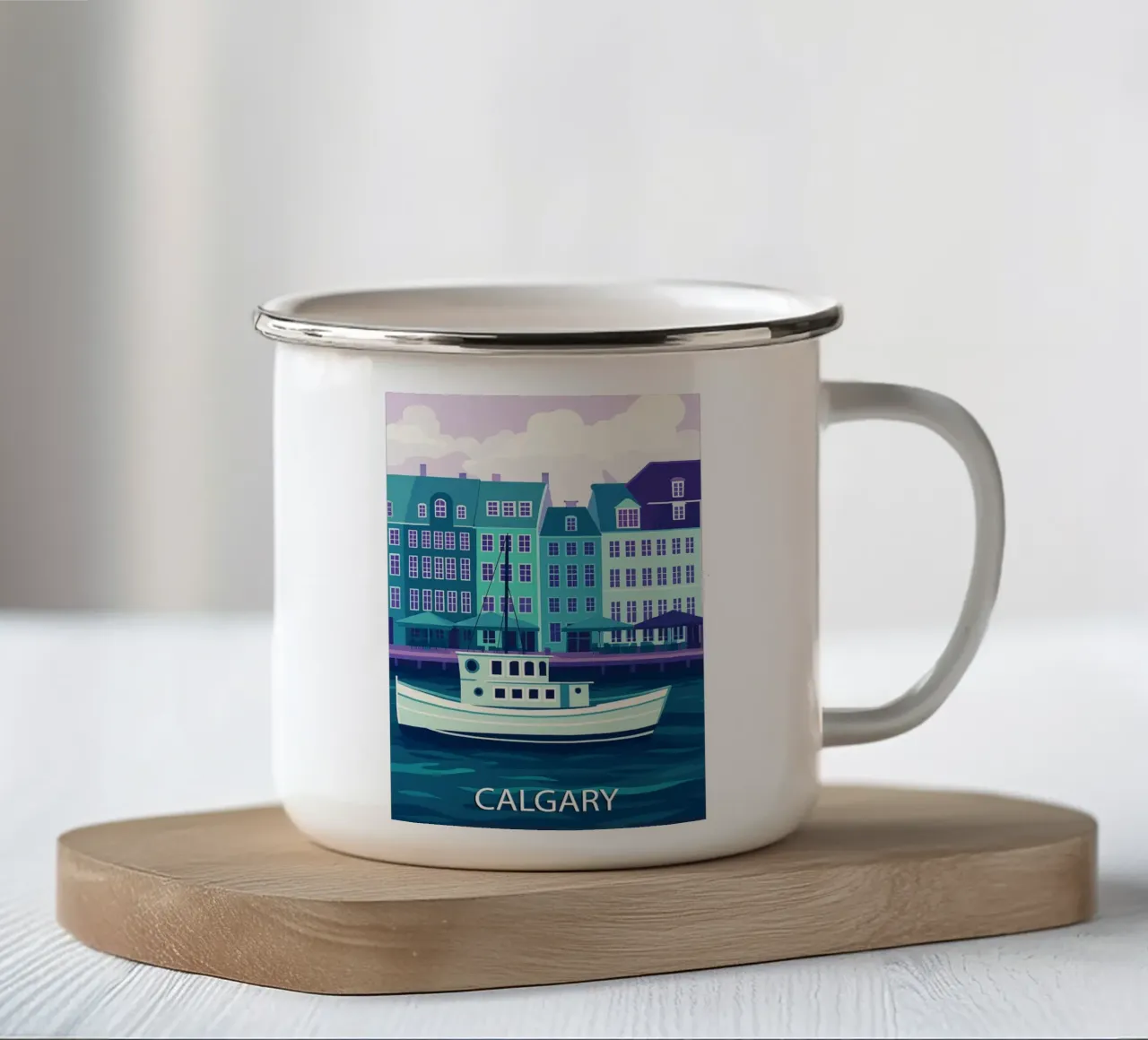 calgary skyline vector schilderij emaille mok van adzkiya