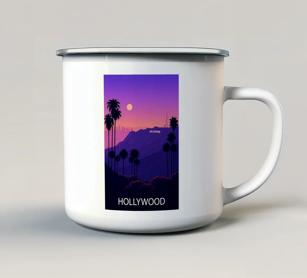 hollywood skyline pittura vettoriale tazza in smalto da adzkiya