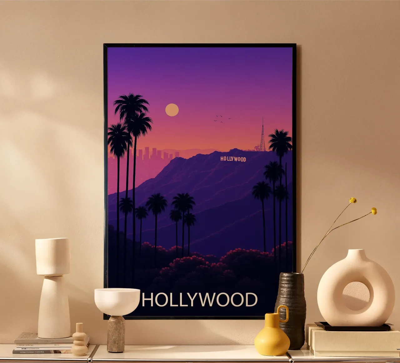 hollywood skyline pittura vettoriale poster da adzkiya