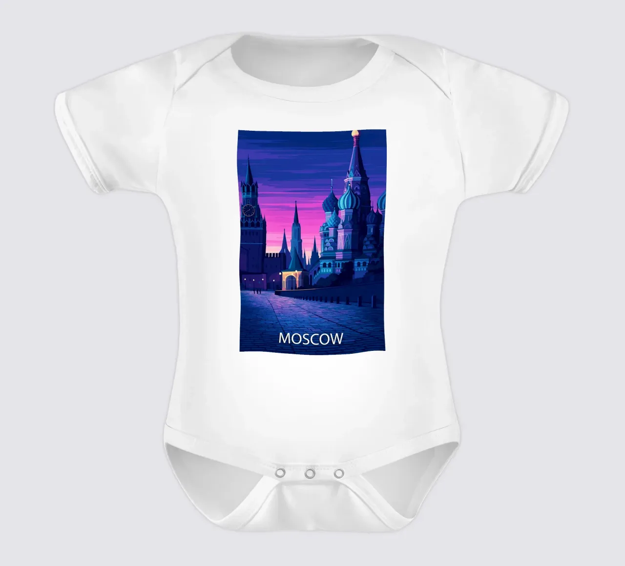 moscow skyline vector painting short-sleeve baby romper by adzkiya