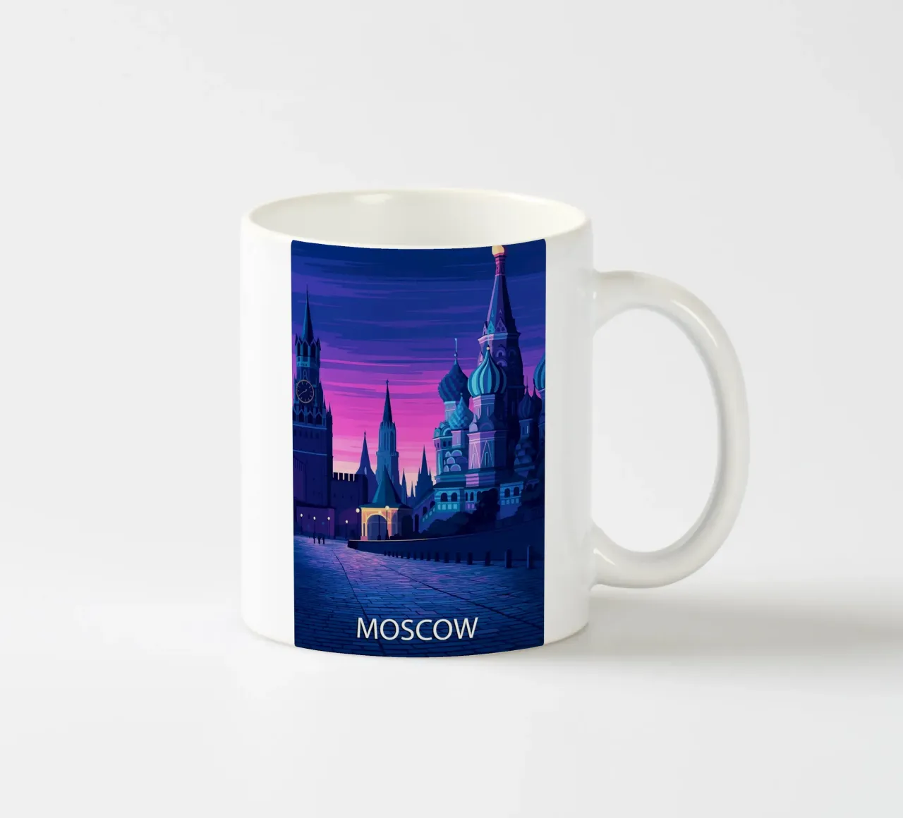 moscow skyline vector painting ceramic mug by adzkiya
