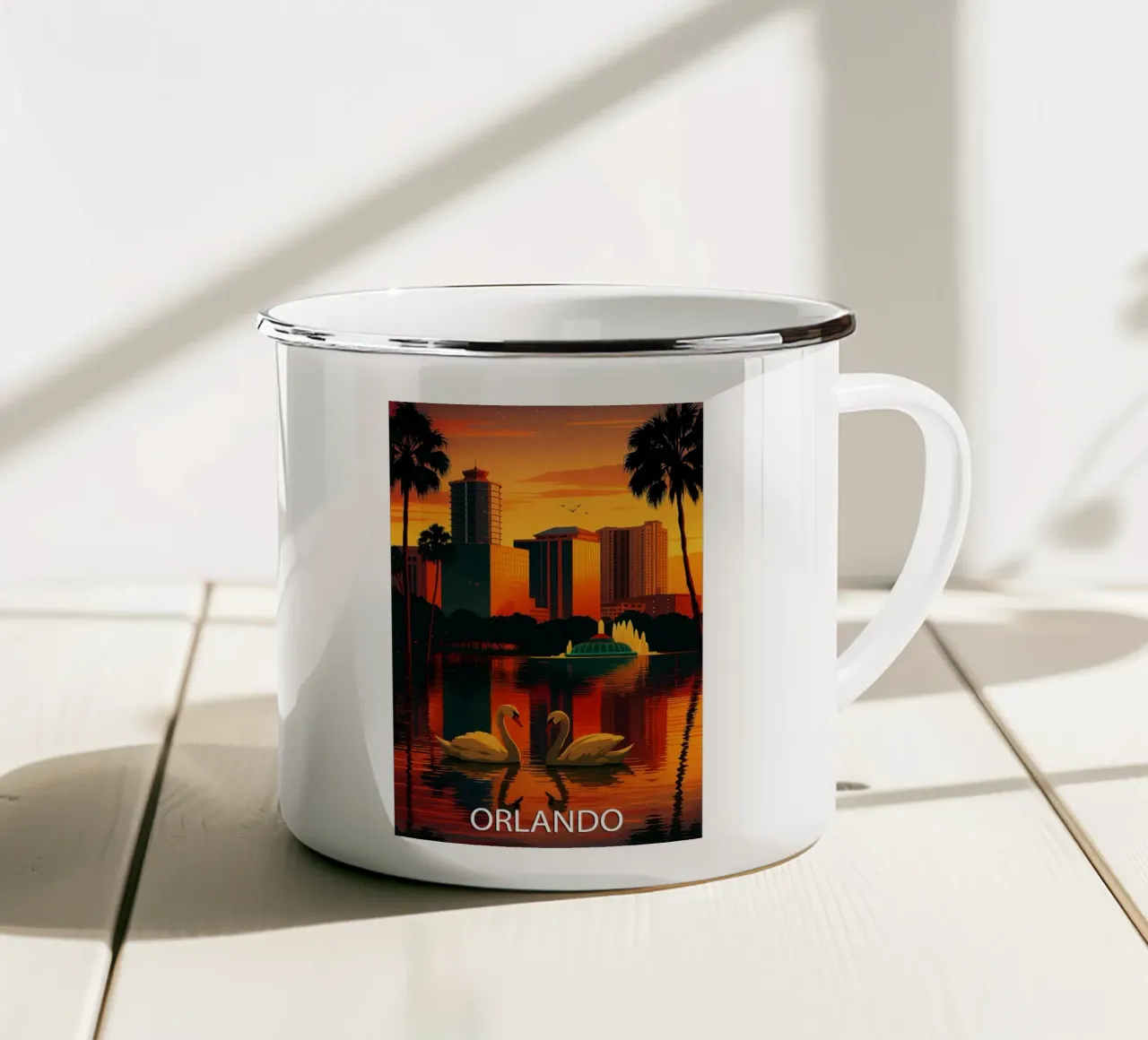 orlando skyline pittura vettoriale tazza in smalto da adzkiya