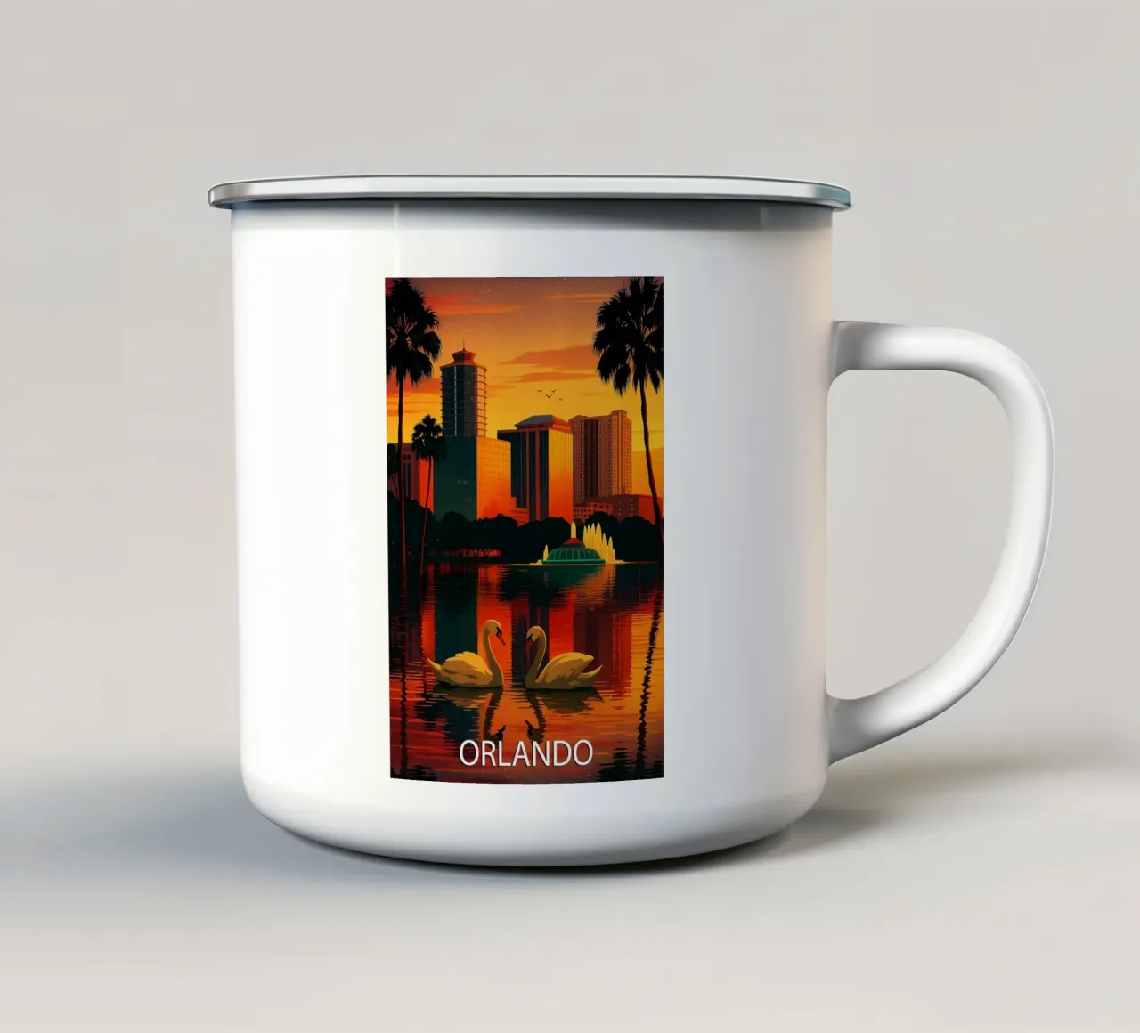 orlando skyline pittura vettoriale tazza in smalto da adzkiya