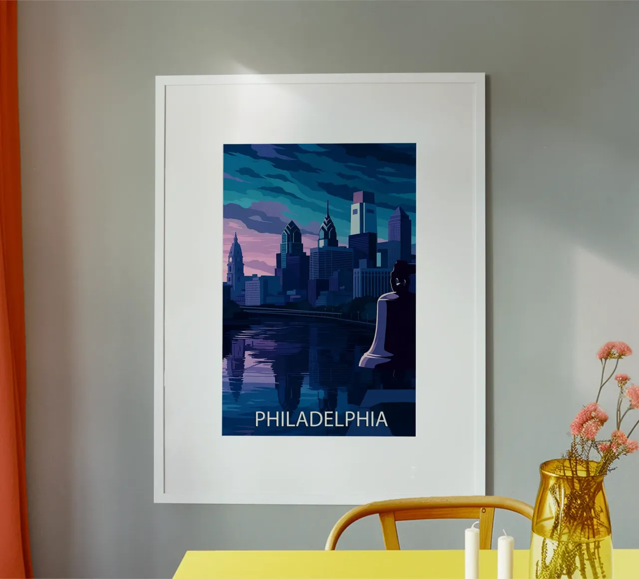 Filadelfia skyline pittura vettoriale poster da adzkiya