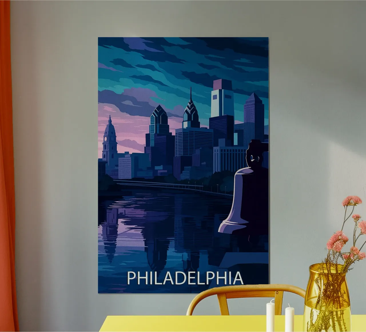 Filadelfia skyline pittura vettoriale poster da adzkiya