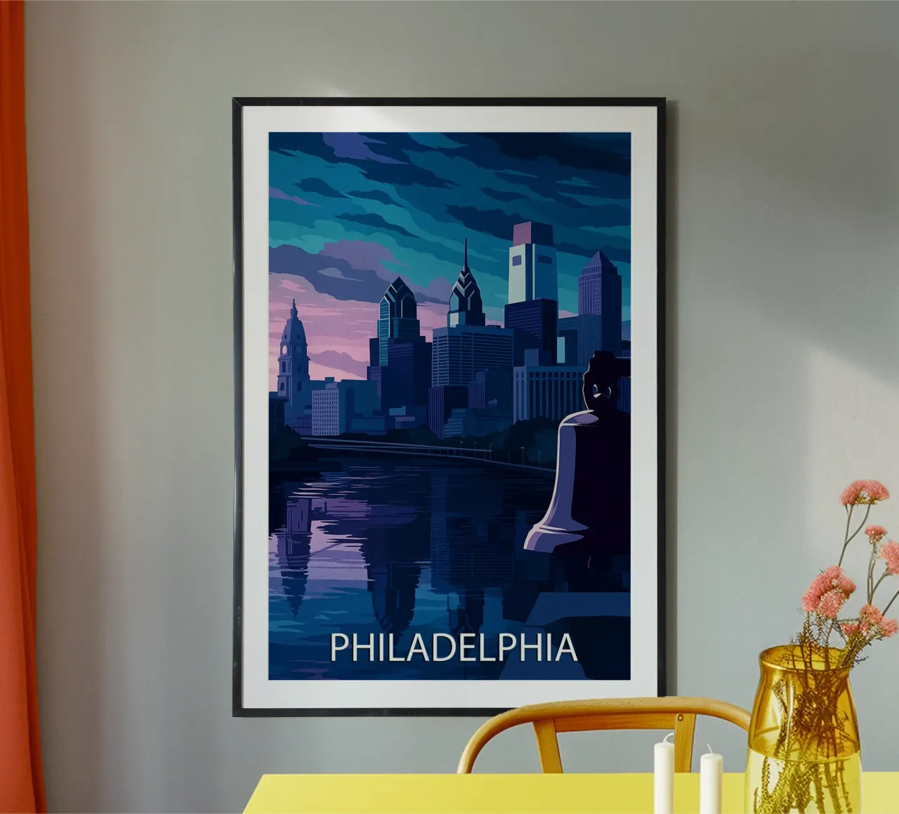 Filadelfia skyline pittura vettoriale poster da adzkiya