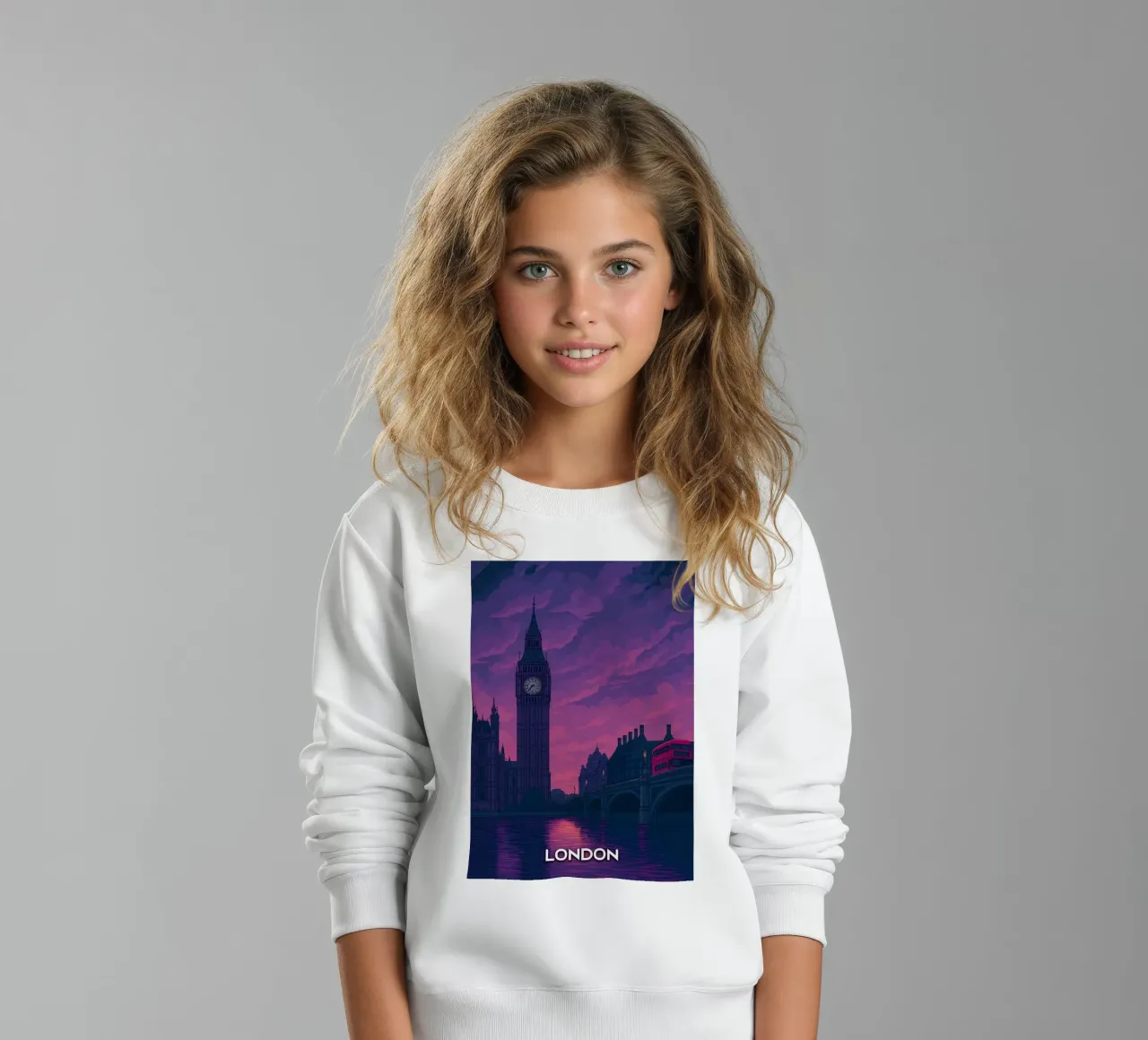 skyline di Londra pittura vettoriale felpa bambino da adzkiya
