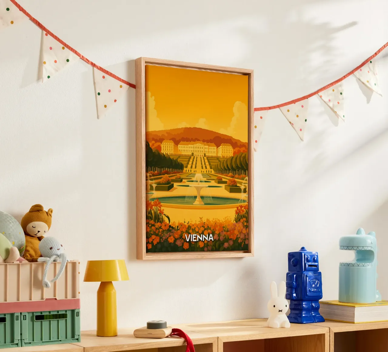 skyline wenen vector schilderij canvas met Baklijst van adzkiya