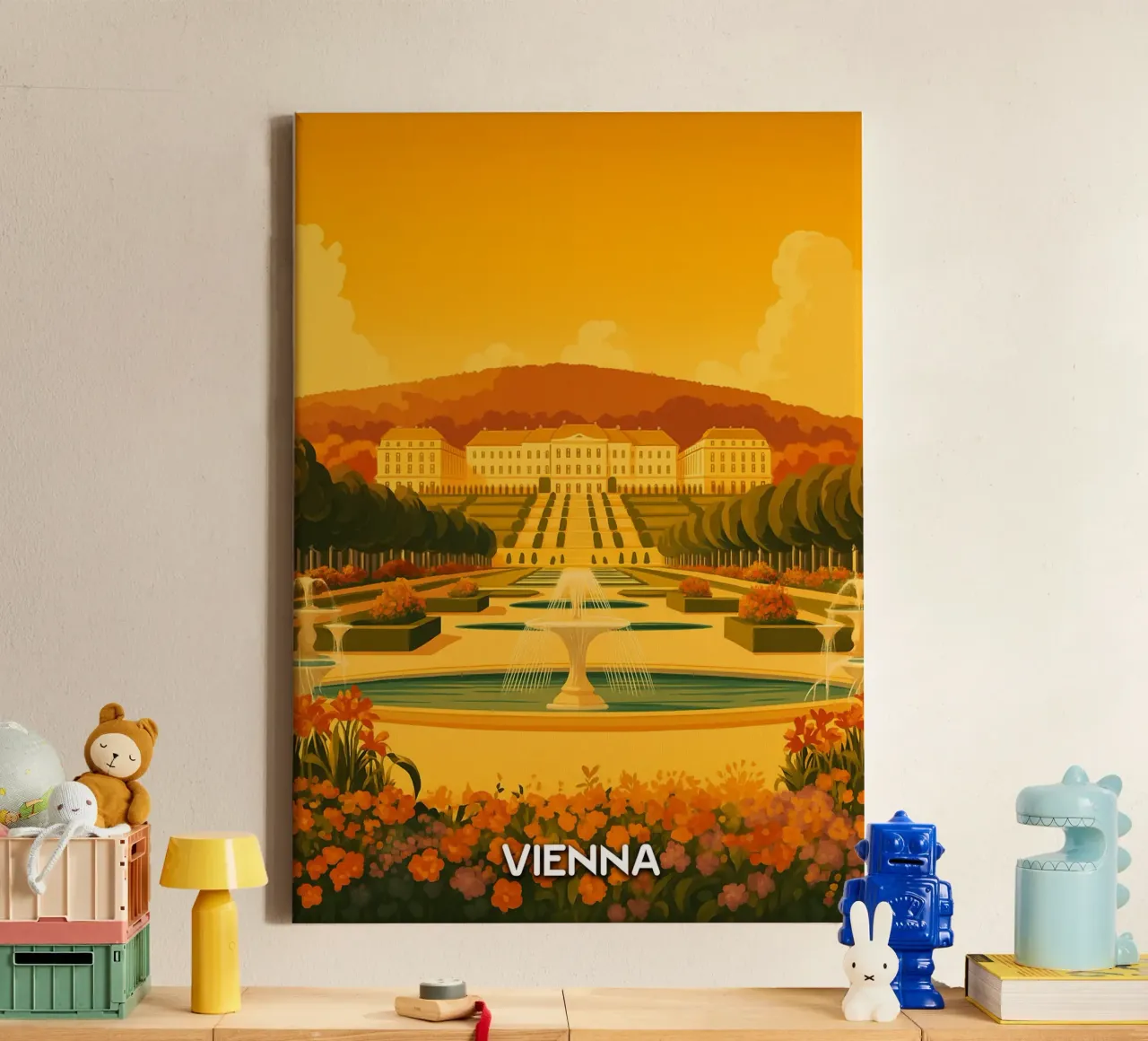 skyline wenen vector schilderij canvas met Baklijst van adzkiya