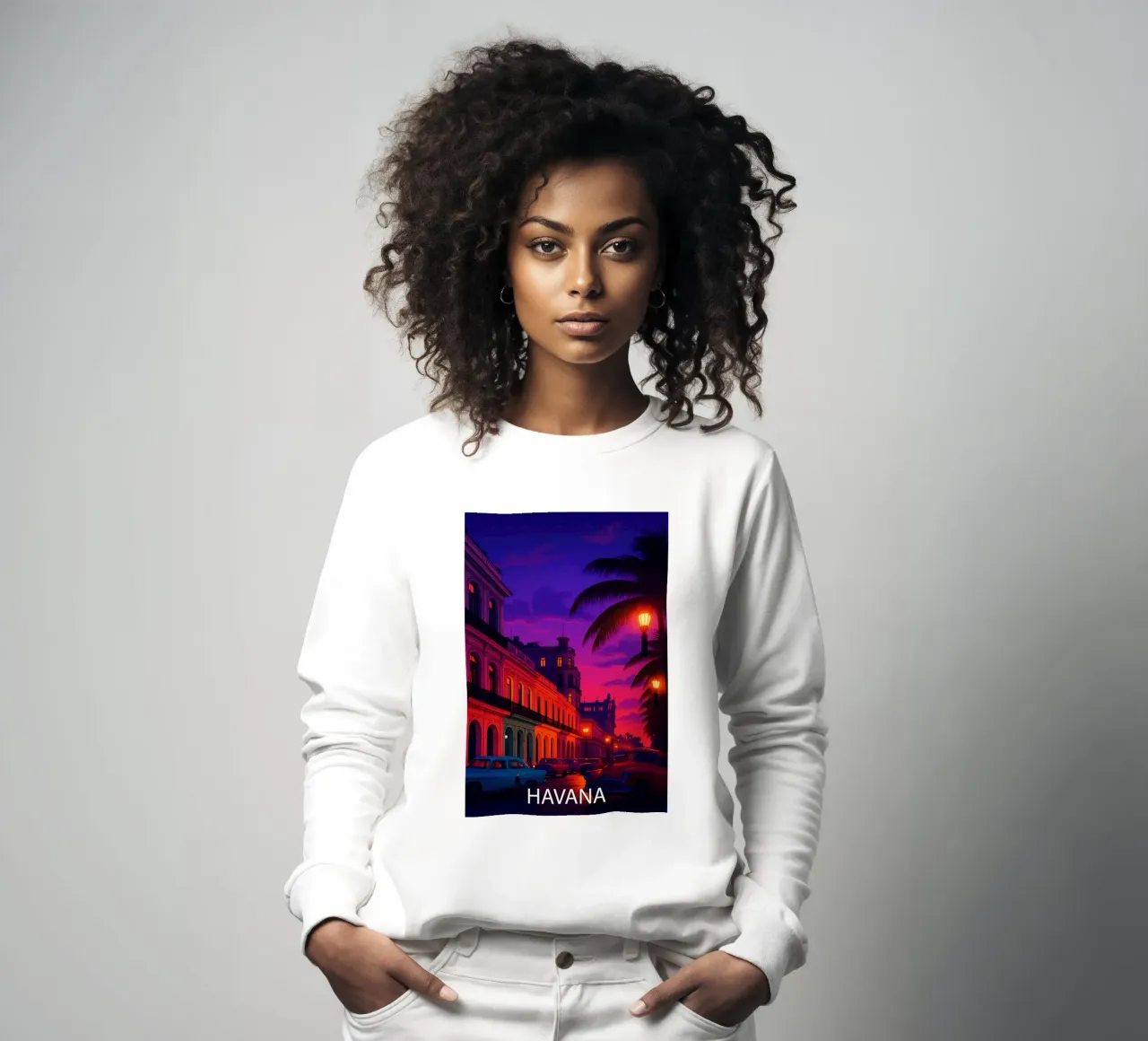 pittura vettoriale dello skyline dell'avana felpa da adzkiya
