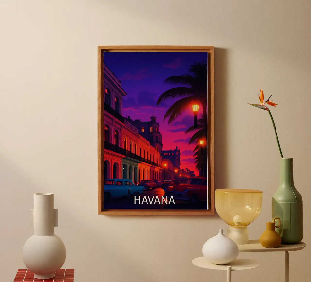 havana skyline vector schilderij canvas met Baklijst van adzkiya