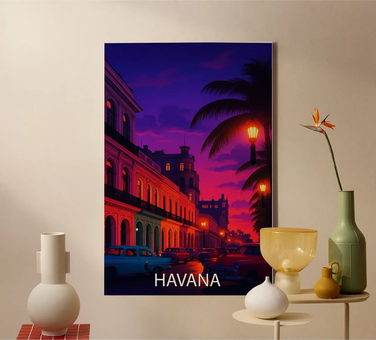 havana skyline vector schilderij canvas met Baklijst van adzkiya