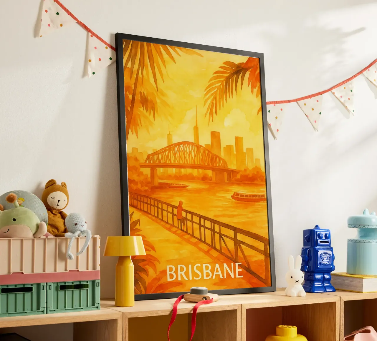 pittura della città di brisbane poster con telaio in alluminio da Allghaniz