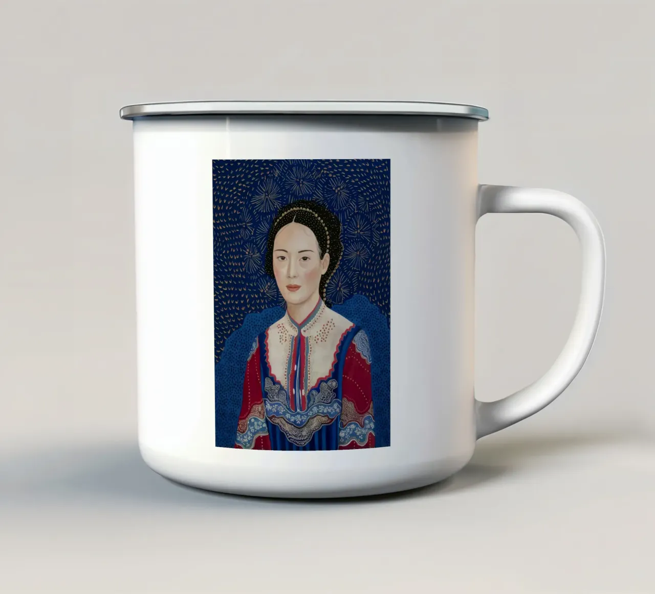 Damasco a pois regale tazza in smalto da Vivid Reverie