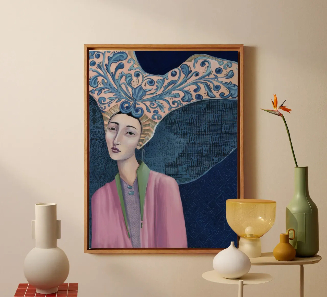 Azure Weave hoofdtooi canvas met Baklijst van Vivid Reverie