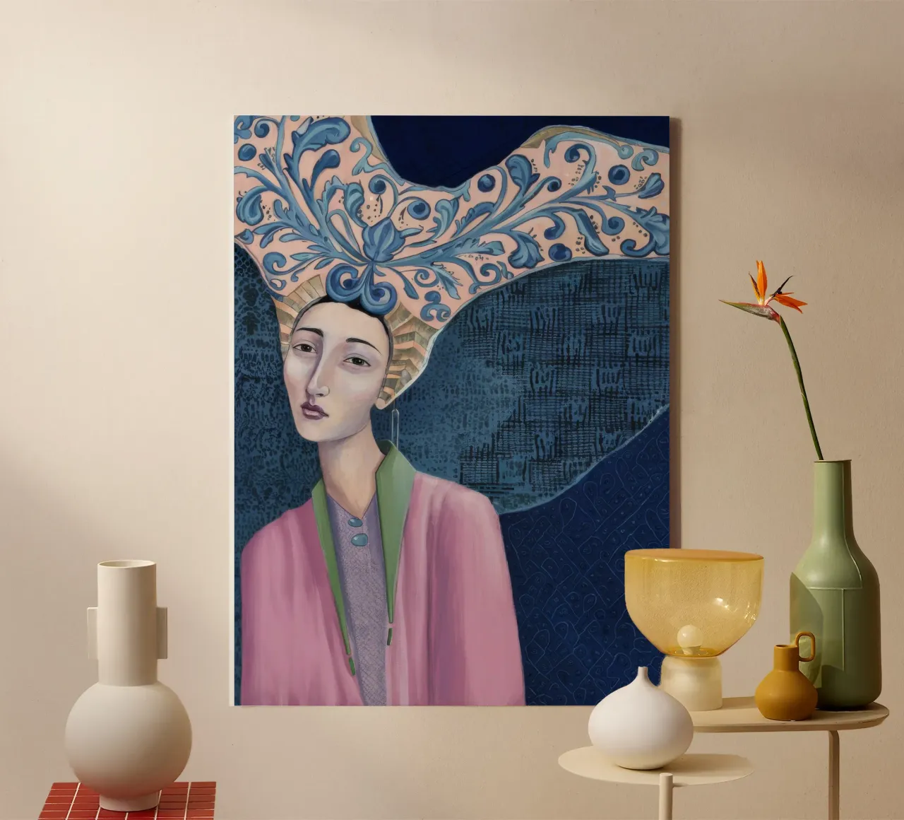 Azure Weave hoofdtooi canvas met Baklijst van Vivid Reverie