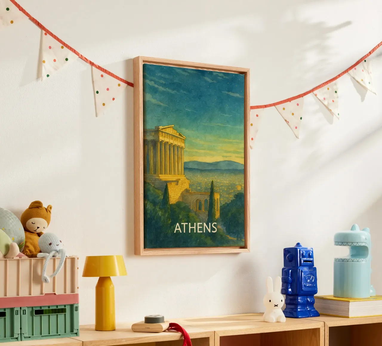 pittura della città di atene ilustrazione tela con Cornice a cassetta da Allghaniz