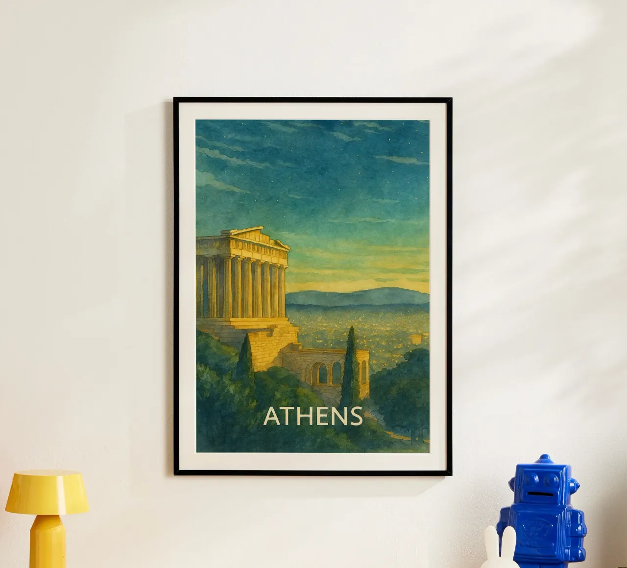 pittura della città di atene ilustrazione carta hahnemühle da Allghaniz