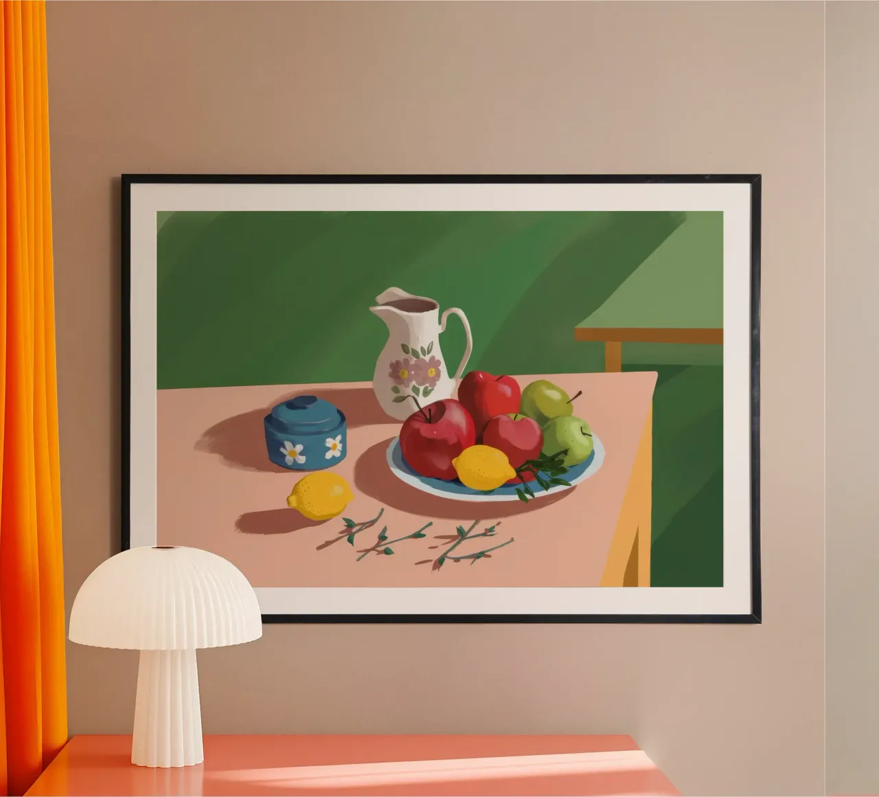 Roze Tafelperen poster met houten frame van Moonlite Desire