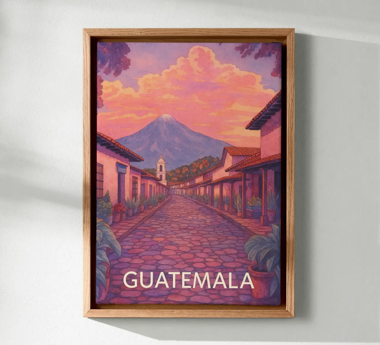 città del guatemala pittura ilustrazione tela con Cornice a cassetta da Allghaniz