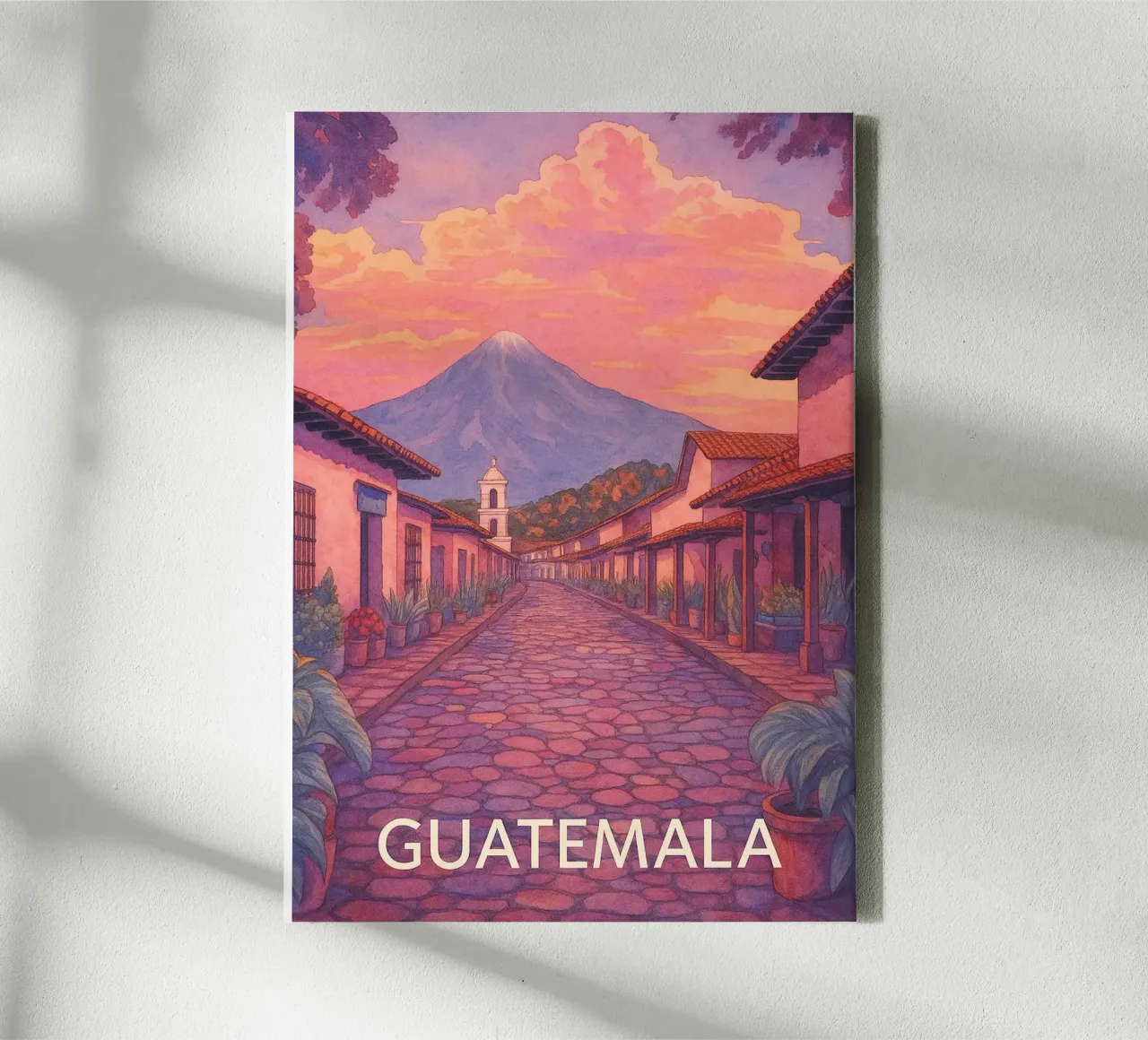 città del guatemala pittura ilustrazione tela con Cornice a cassetta da Allghaniz