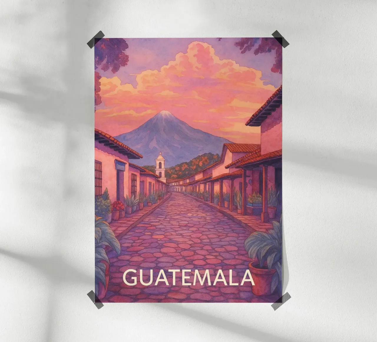 città del guatemala pittura ilustrazione poster con telaio in plastica da Allghaniz