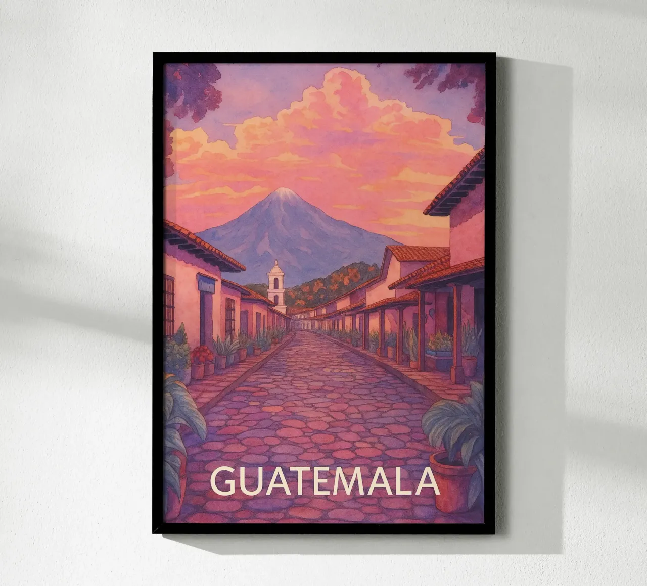 città del guatemala pittura ilustrazione poster con telaio in plastica da Allghaniz