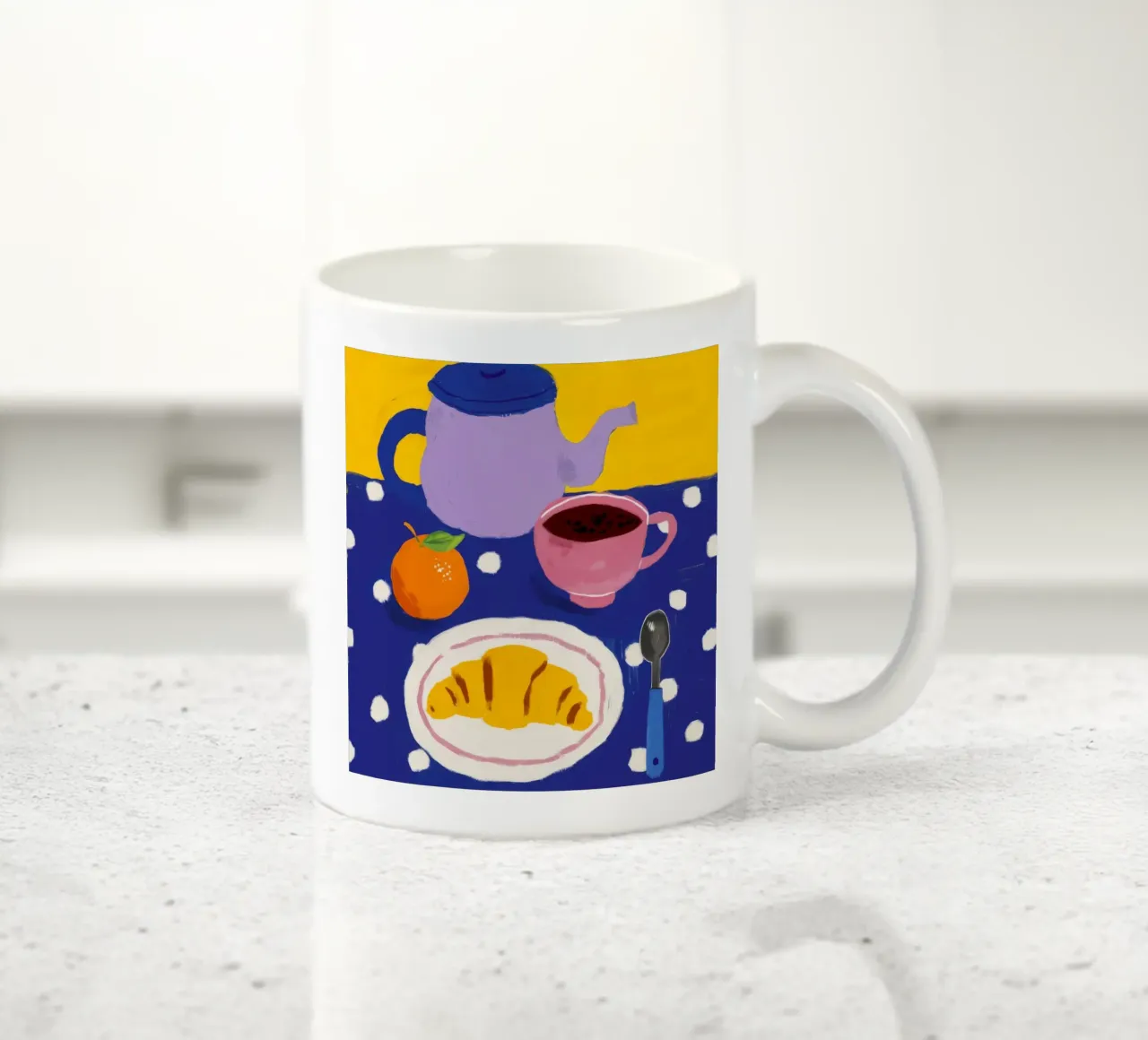 Caffè croissant viola tazza in ceramica da Moonlite Desire