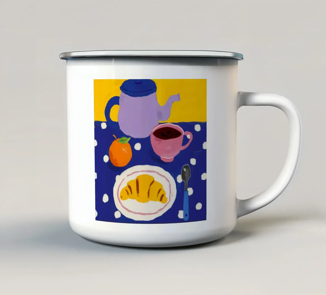 Caffè croissant viola tazza in smalto da Moonlite Desire