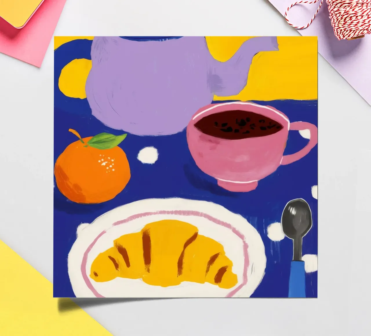Purple Croissant Coffee sticker sheet by Moonlite Desire
